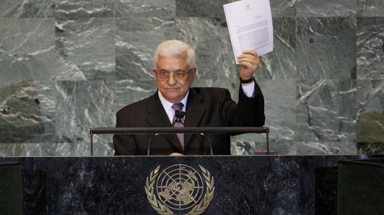 Mahmud Abbas BM Genel Kurulu'nda konuşma yapıyor.
