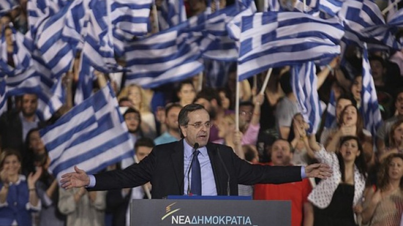 Samaras, Haziran 2012 genel seçimleri kampanyasında.