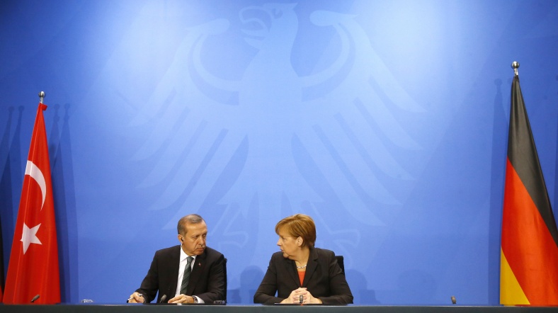 Recep Tayyip Erdoğan ve Angela Merkel basın toplantısında.