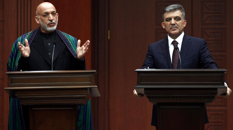 Hamid Karzai ve Abdullah Gül Ankara'da basın toplantısında.