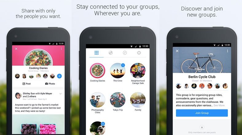 Facebook'un yeni uygulaması Gruplar'ı mobil cihazlardan da kontrol etmeyi sağlıyor