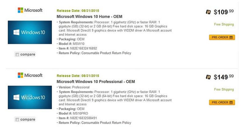 Windows 10'un fiyatı 109 dolardan başlıyor Windows 10'un fiyatı 109 dolardan başlıyor